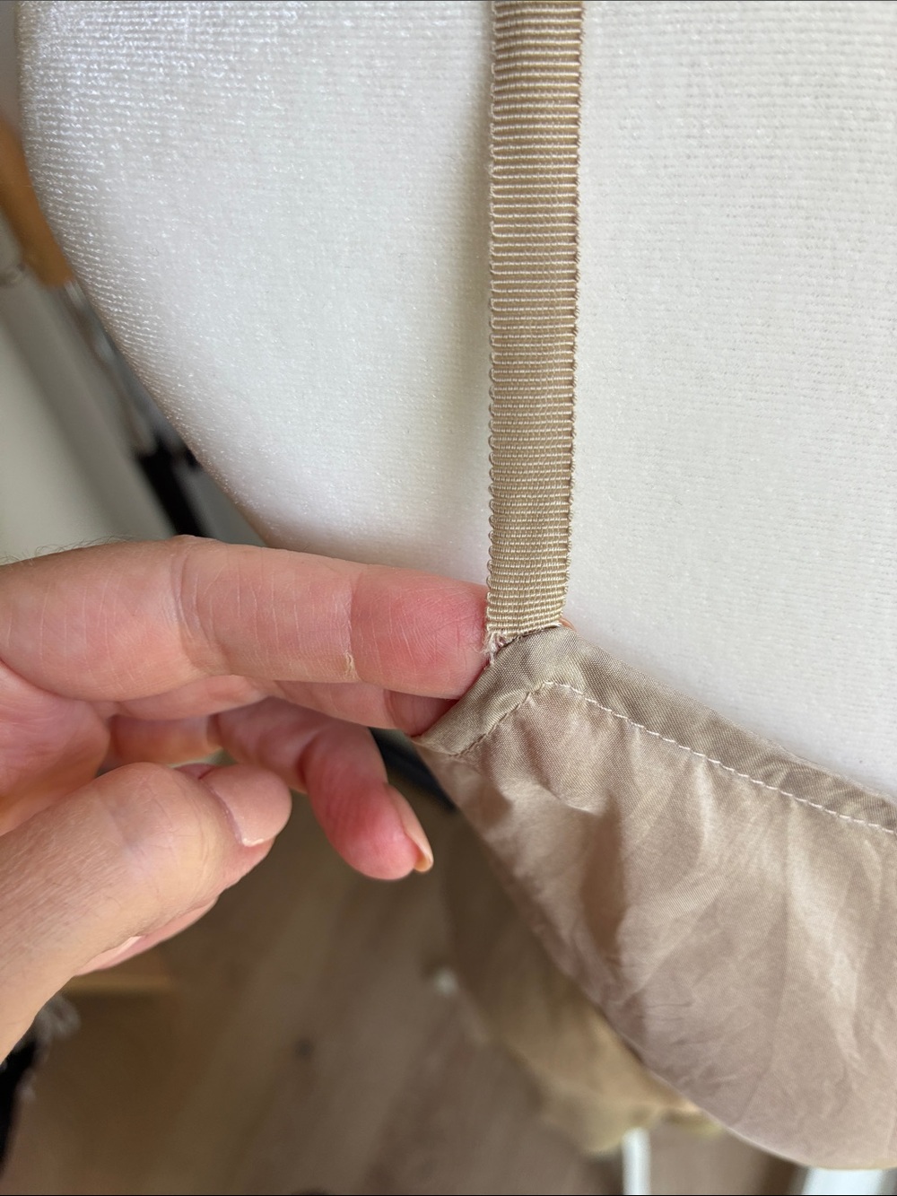 Vintage Beige 100% Silk Slip Dress with Adjustable Grosgrain Straps - Picture 4 of 5